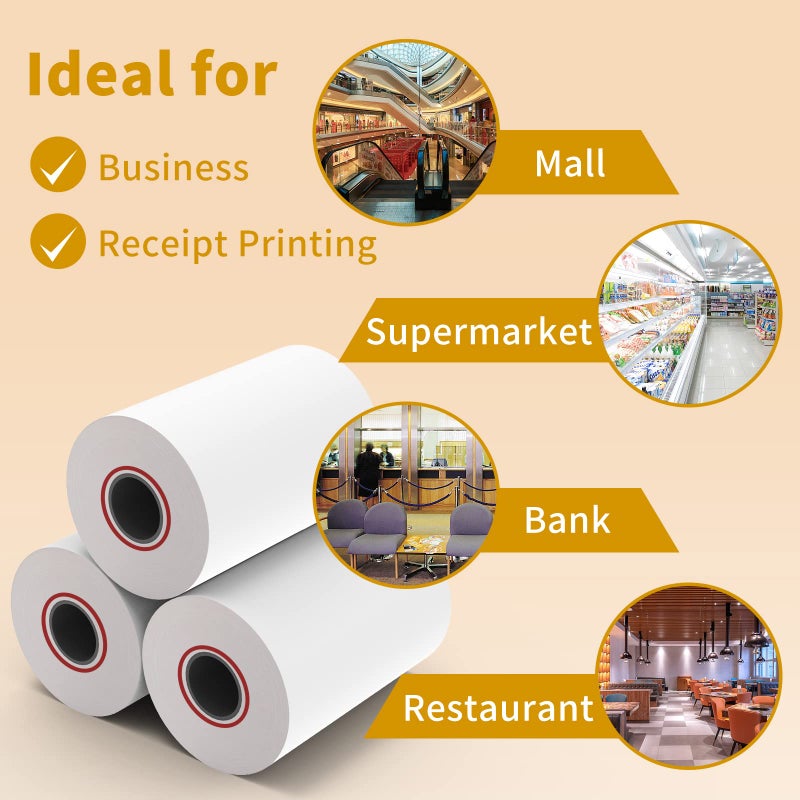 MFLABELÂ® 50 Rolls Thermal Paper (2 1/4" x 85') - POS Receipt Rolls for Cash Register, Credit Card Terminal, Square Reader, Clover & More | High-Sensitivity 48g Thermal Paper, BPA-Free, Sharp Print - Image 4